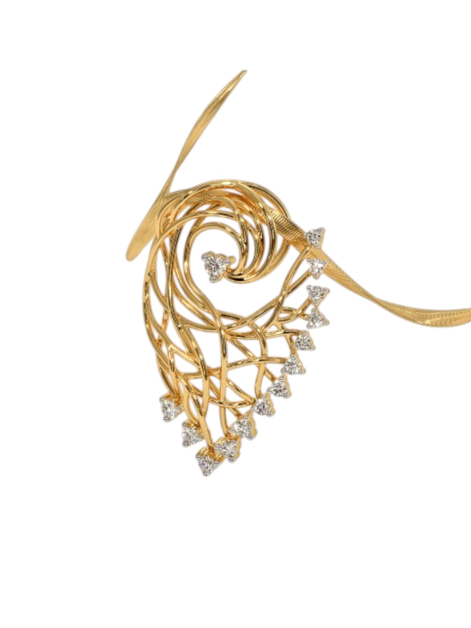 925 Sterling Silver Elegant Design CZ Stones Gold Plated Pendant With Chain For Women By Kesardeep